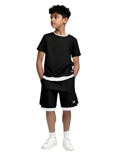 Mayamiyasa Ensemble Survêtement Garçon et Ado, Ensemble Survêtement, Été Jogging Enfant,‌Maillot de basket‌, 2 pièces casual, Sport Short et T-shirt, Cadeau Garçon et filles, 5-13 Ans