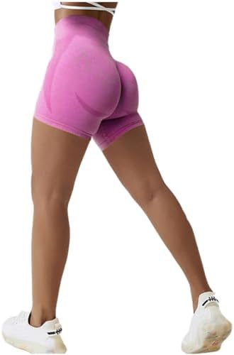 Qmttoae Contour Seamless Workout Shorts for Women High Waist Gym Biker Shorts Tummy Control Booty Yoga Shorts