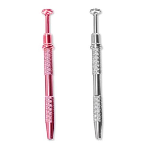 2-Piece Piercing Ball Grabber Set with 4-Prong Claw Design Ergonomic Handle for Jewelry Crafting and Manicure Use (Pink & Silver)