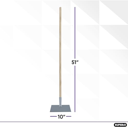 Image of Superio Ice Chipper Driveway Heavy Duty Ice Scraper Snow Removel Equipment- Floor Scraper Long Handle Heavy Duty Stainless Steel 10 inch Blade Ice Chopper with Wooden Handle