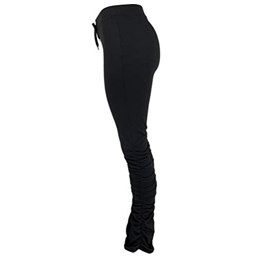 BESPORTBLE Calça de ioga de cintura alta com cordão flare dobrável calça de pilates controle de barr