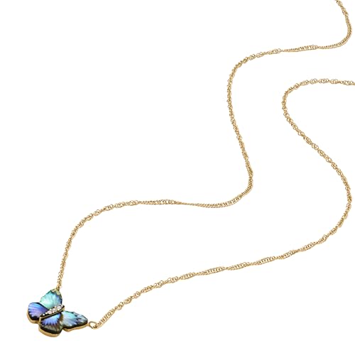 Image of Fossil Women's Gold-Tone Stainless Steel Pendant Chain Necklace for Women