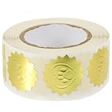 VILLCASE Pegatinas de Sello Autoadhesivas Impermeables Etiquetas Redondas Doradas con Diseño de Engranaje para Cerrar Sobres y Embalajes Domésticos para Regalos y Tiendas de Dulces