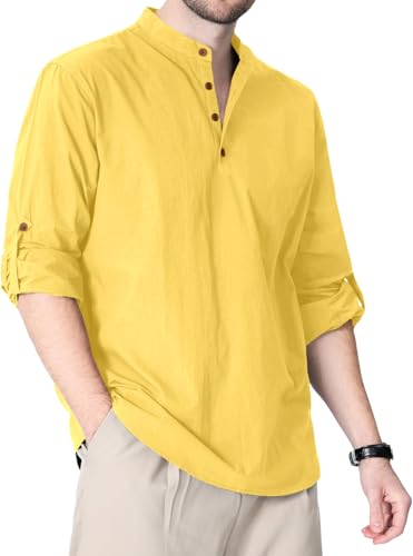 Image of Zombom Cotton Polyester Blend Solid Casual Regular Fit Mandarin /Chinese Collor Short Kurta Shirt for Men