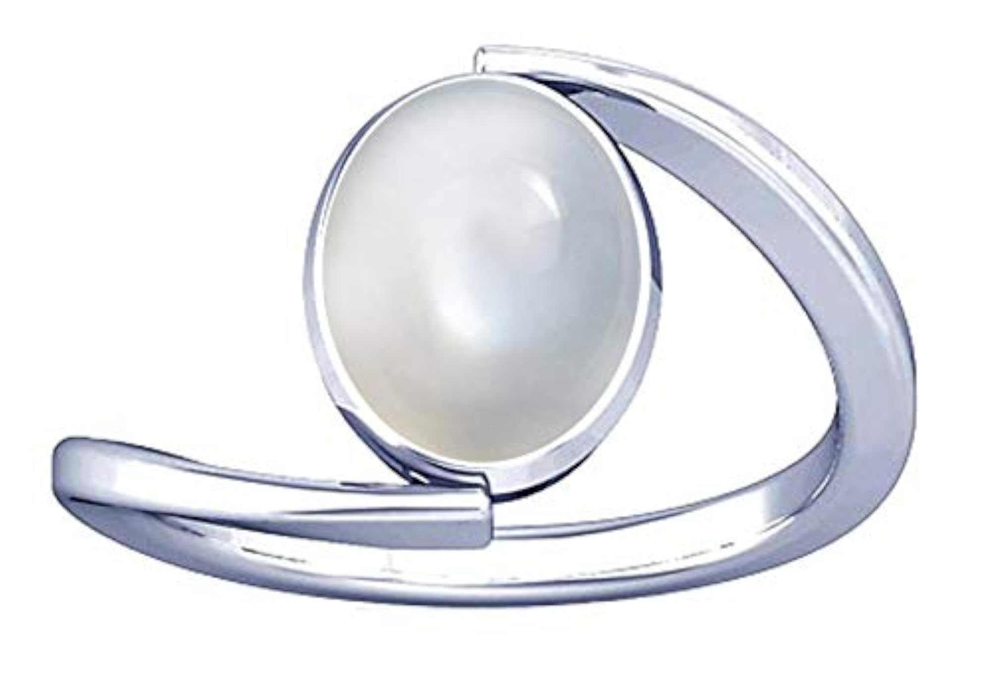 Women's Moonstone Chandramani Gemstone Silver Ring, 5.25-5.50 Ratti