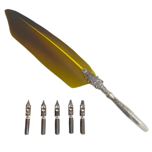 Caneta Tinteiro Pena Simples Amarelo