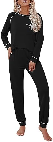 Ekouaer Pajamas Set for Women Soft Comfy Pjs Sets Long Sleeve Sleepwear Loungewear S-XXL