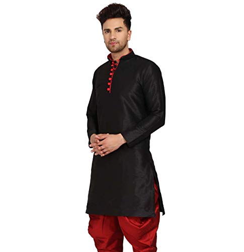 Image of Men's Ethnic Silk Loop Button Kurta