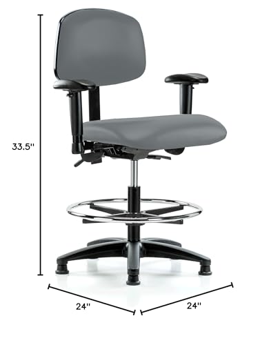 Image of Perch Task Chair with Foot Ring, Glides, 21 inch-28.25 inch, Cinder Fabric