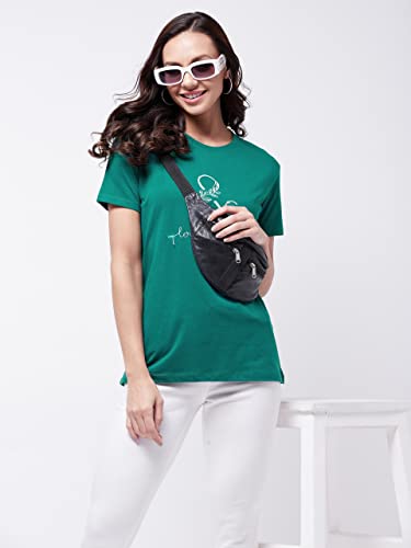 Image of Modeve Women Printed Cotton Blend Half Sleeve Round Neck T-Shirt for Summer