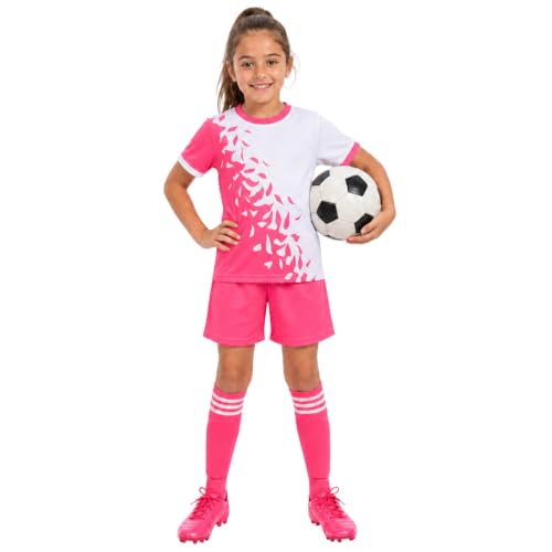 Catali Girls Football Kit Ages 411 Breathable Sports Set with Top Shorts & Socks | Quick Dry PE Kit & Gift for Active Girls and Future England Lionesses