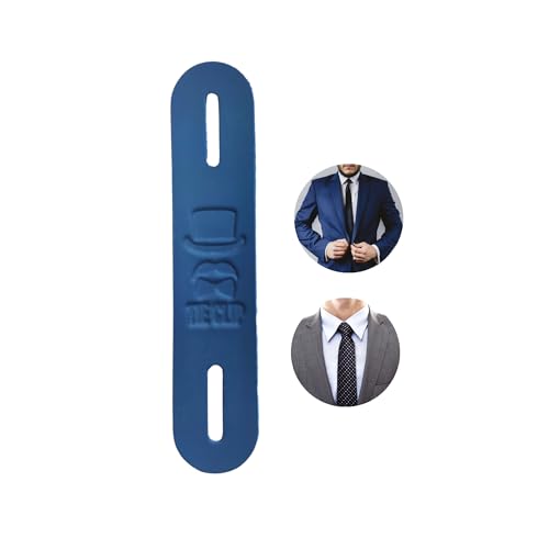 Prendedor de Gravata Invisivel Clássico Elegante Tie Clip de Couro Sintético (Azul)