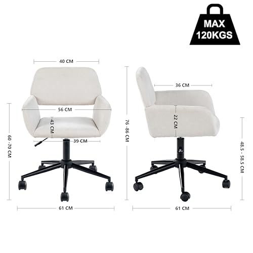 39F FURNITURE DREAM Compact Swivel Work Chair with Fabric Upholstery – Adjustable Height & Supportive Arms – Swivel & Adjustable Height Function,Beige,61x56x76-86cm