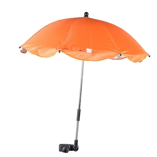 Universal Baby Stroller Clip Umbrella UV Adjustable Clamp Pram Pushchair Buggy Stroller Sun Shade, Orange, 78.00X66.00X66.00CM
