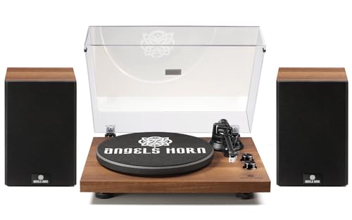 Vintage Record Player with Dual Bookshelf Speakers, Vinyl Player Turntable Bluetooth HiFi System, Home Audio with 2-Speed Belt Drive, Built-in Phono Preamp and AT-3600L Cartridge