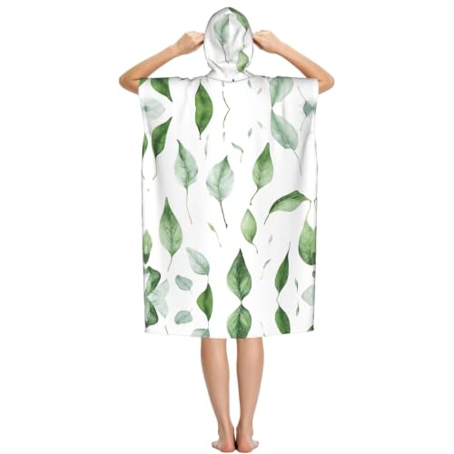Poncho à capuche imprimé eucalyptus pour vos sessions de surf cet été - 3