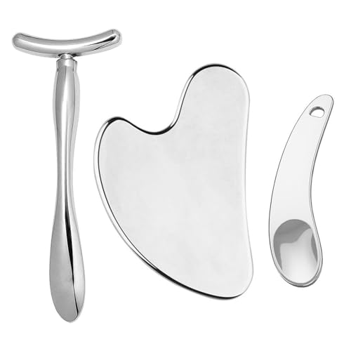 Masajeador Facial De 3 Piezas, Masajeador De Acero Inoxidable, Accesorios Para El Cuidado Facial, Herramientas Para Masaje De Manos