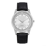 Orologio da uomo al quarzo, cinturino in pelle, 40 mm, impermeabile (D)