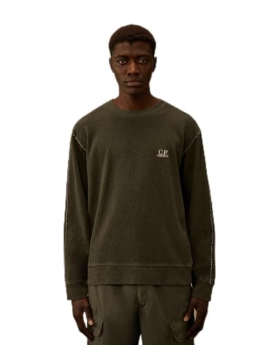 Image of C.P. COMPANY Heavy Cotton Crew Neck Sweatshirt for Men Italian Style Unique, Mud, M