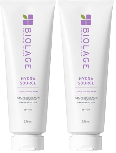 Image of Biolage Hydra Source Anti-Dryness Conditioner, Hydrates and Moisturizes Dry Hair, Enriched with Aloe Vera and Hydroxy Acid, Vegan & Cruelty-Free, 236ml (Pack of 2)