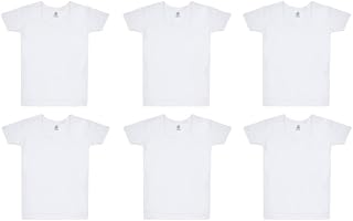 VIP Bonus Junior Kids Combed Cotton White Vest for Boys | Round Neck with Sleeves Regular Fit White Vest - Combo Pack Price In India