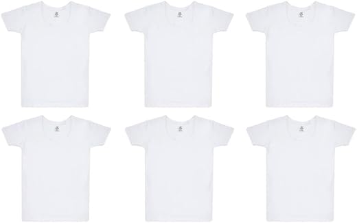 VIP Bonus Junior Kids Combed Cotton White Vest for Boys | Round Neck with Sleeves Regular Fit White Vest - Combo Pack