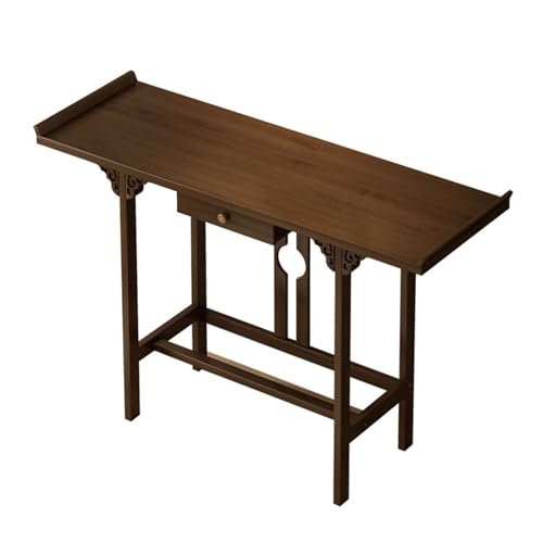 Mesa consola de bambú con parte superior espaciosa y acabado resistente al agua para entrada o sala de estar