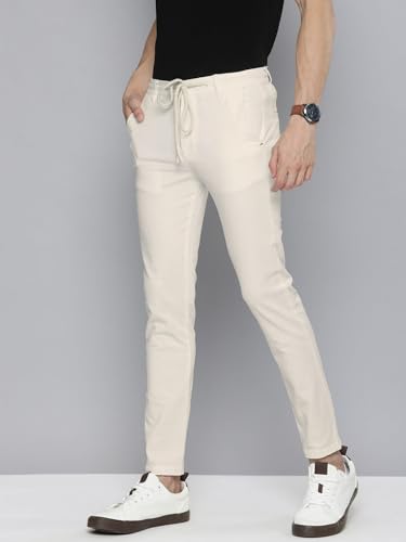 Image of The Indian Garage Co Men Slim Fit Solid Mid-Rise Chinos