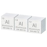 QUARKZMAN 3 Stück Aluminium Würfel 0.39 Zoll Hochdichte Metall Element Würfel Metall Dichte Würfel Chemische Elemente Sammlung Wissenschaft Bildung Experiment Anwendung Silber