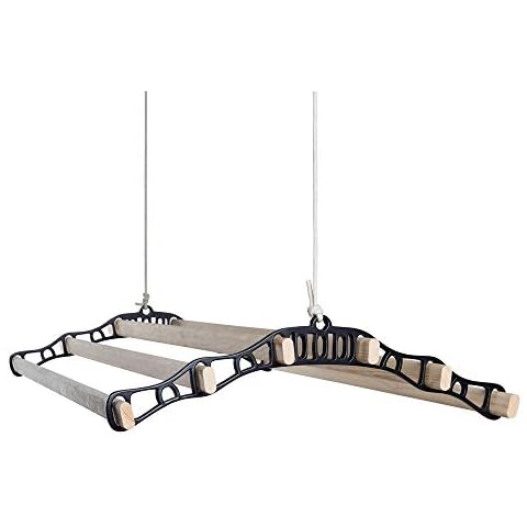 Thatch&Stone Traditional Clothes Airer 6 Rail Lath Classic Ceiling Dryer Pulley (Black, 2Metre) Cover