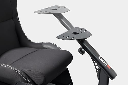 Image of TRONE RS1 Aero Black Racing Simulator Gaming Chair with Adjustable Cockpit & Mesh Seat SteadyMat Premium Floor Mat Combo | Compatible with Logitech PXN V10, V99,G923, G29, G920 | Xbox, PS, PC