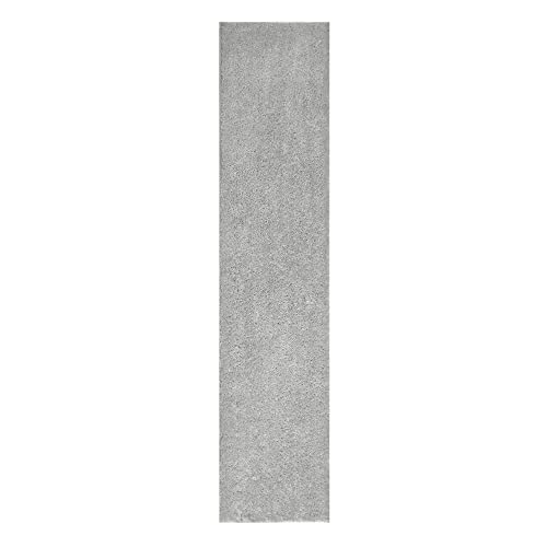 Leick Home 594754 Dagen Weicher Shag Moderner Teppich Solid Gray Wohnzimmer Schlafzimmer Bereich Teppich Läufer 60 cm x 30 cm Cover