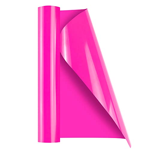 Image of HTVRONT HTV Pink Heat Transfer Vinyl Roll - 12in x10ft | HTV Roll Easy to Cut & Weed for Heat Apply Vinyl Design (Hot Pink) Compatible with All Cutting Machine Iron on Vinyl