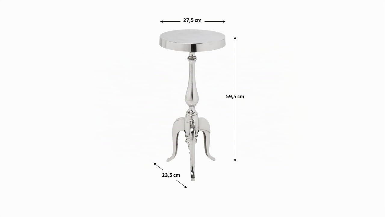 Kare Design tavolino d`appoggio Barocco, argento, alluminio, stile vintage/glamour/rock, 62x27x27 (A/L/P)