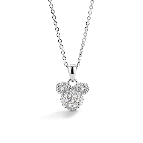 Fashion100% 925 Silver Necklace For Women Cute Mickey Pendant Choker Solid Silver Chain 18 inch Fine Jewelry Gift