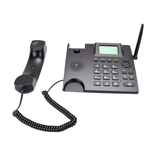 Bewinner Teléfono de Escritorio Inalámbrico 2G gsm Dual SIM, Pantalla de 2,4 Pulgadas, Radio Despertador FM, Altavoz Manos Libres, Teclado Grande para Centro de Llamadas de Hotel en Casa