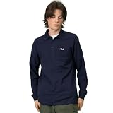 FILA フィラ 長袖ポロシャツ メンズ 綿100% ポケット付き UVカット L ネイビー
