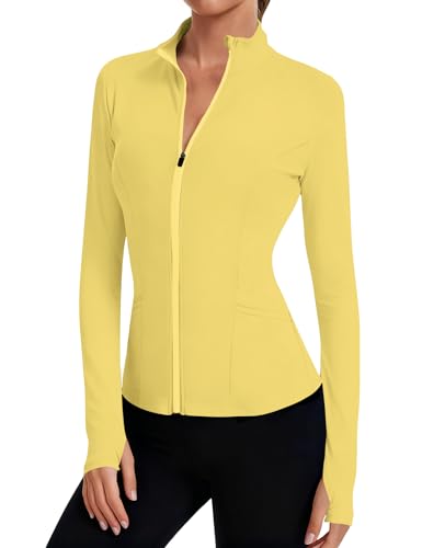 LOMON Women's Workout Tops Ladies Jackets Full Zip Up Fitted Workout Tops Womens Long Sleeve Golf Shirts S