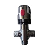 yaoqijie Messing Thermostat-Mischventil, versilbert, Badezimmer-Wasserhahn, Temperaturmischer, Steuerung, Thermostatventil, Heimwerker, langlebig (Farbe: Platte mit Silber)