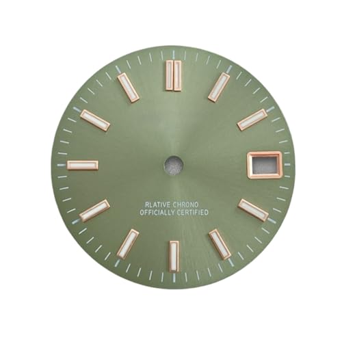 Esfera de 28,5 mm verde luminoso para relojes con movimiento NH35 NH36
