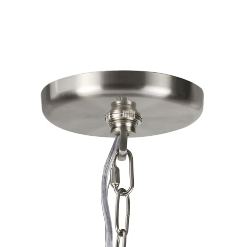 Image of Aspen Creative 21048-21, Indoor Pendant Light Kit, 6' SPT-1 Silver Wire / 5' Steel Chain. Socket Cup:4 inch W x 2-3 /8 inch H. Suitable:18 inch D. to 20 inch D. Pendant Shade. Satin Nickel.1 Pack