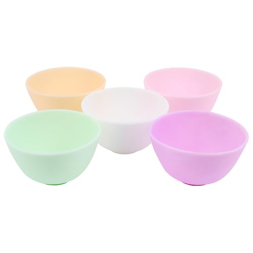 VICASKY 5Pcs Silicone Bowl for Facial Masks Easy Clean Beauty Mixing Bowls for Home Use Lightweight and Portable Spa Tools Present for Friends and Family