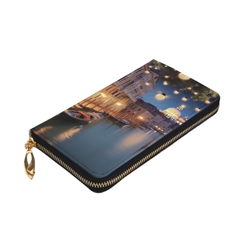 Beautiful Venice At Night Wallet For Women Men Clutch Rfid Blocking Leather Wallets Large Capacity Purse Credit Card Holder Money Case With Zipper Phone Holder Long Travel Purse3