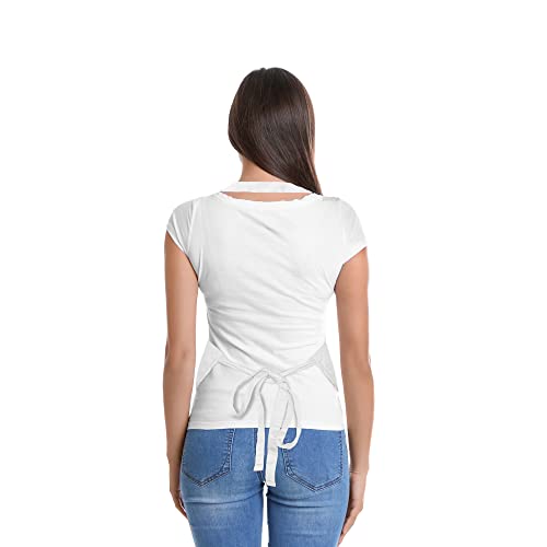 Dalix Apron Commercial Restaurant Home Bib Spun Poly Cotton Kitchen Aprons (2 Pockets) In White #TOP2