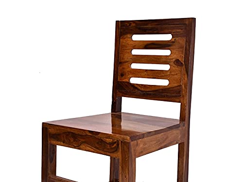 Image of Sheesham Wood Dining Chairs Set of 4 for Dining Room Furniture || Solid Wood Chairs Set Without Cushion for Living Room Home and Office - Honey Finish
