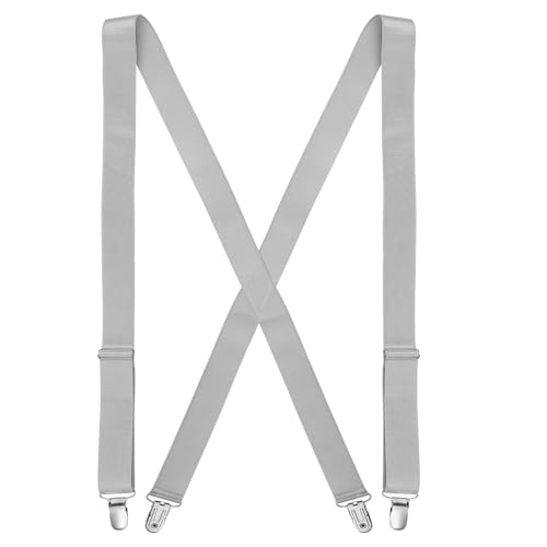 Sintege Hidden Womens Suspender for Pants Under Clothes 1 Width Thin X-Back Ladies Suspenders for Female Jeans Undergarment(Light Gray 1 x 43.3 Inch)
