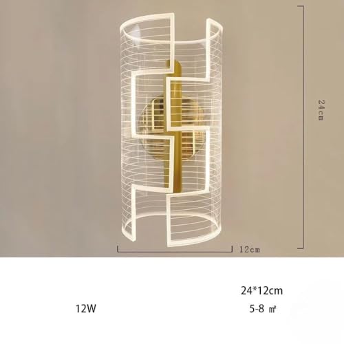 Image of Glowave Golden Acrylic Light Spiral Design Wall Lamp Light for Living Room Bedroom Bedside - Tricolour (White, Warm White, Natural White) (C54)