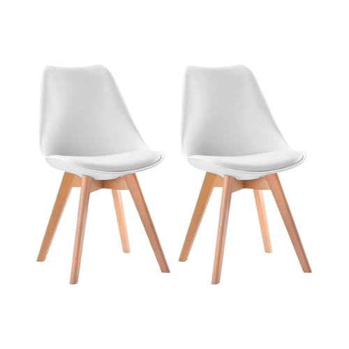 Reviews de Sillas - los más vendidos. 44 LINIUM - Set 2 Sillas Eames Tulip | Moderna | Asiento Acolchado | Diseño Minimalista | Elegante | Interior y Exterior (Blanco)