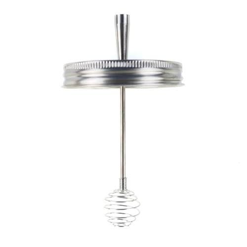 Salyeeluly Tapa de tarro Mason con cucharón de miel, dispensador de miel, tapa desmontable de acero inoxidable con cucharón de miel para boca regular Mason para recipiente de miel
