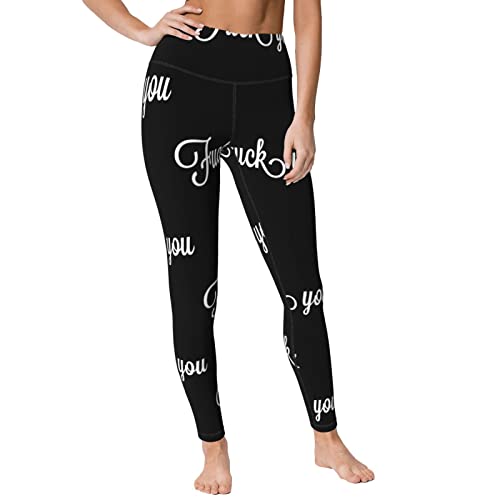 Fuck You Women's Yoga Pants Capri Leggings High Waist Tights Skinny Pants Black
